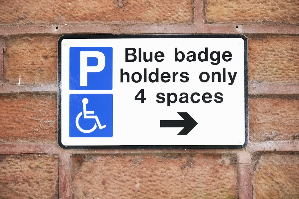 A blue badge holders only sign